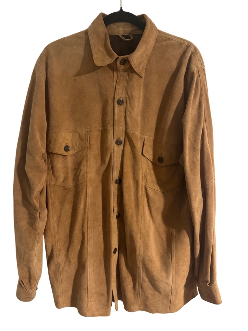 Vtg Marlboro Classics Tan Suede Leather Overshirt SZ Small Jacket Western GUC